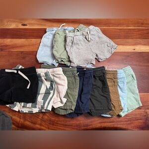 12 pairs Zara, old navy, primary toddle boys short bundle size 18-24 mths & 2-3